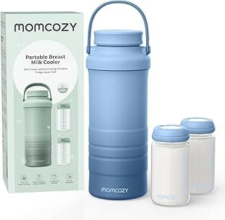 22oz Portable Breast Milk Cooler for Outdoor, Life Saver with 360° Total Cooling for 24 Hours, Larger Capacity Travel Breastmilk Chiller with 2pcs Baby Bottles for Breastmilk Storage