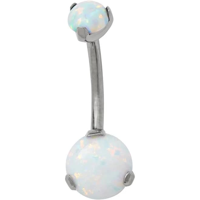Spencer's 14 Gauge Silver Opal-Effect Belly Ring