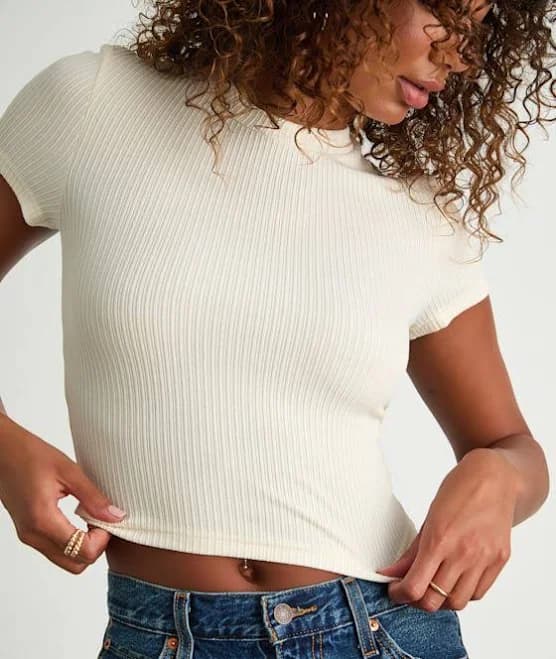 Lulus Ribbed Knit Short Sleeve Tee