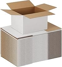 EXYGLO 15 Pack 12x10x8 Shipping Boxes for Small Business, White Corrugated Cardboard Small Box for Packaging, Moving, Mailing, and Storing