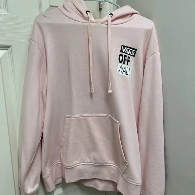 Vans Sweaters | Vans Light Pink Hoodie With Logo | Color: Black/Pink | Size: M | Nessers94's Closet