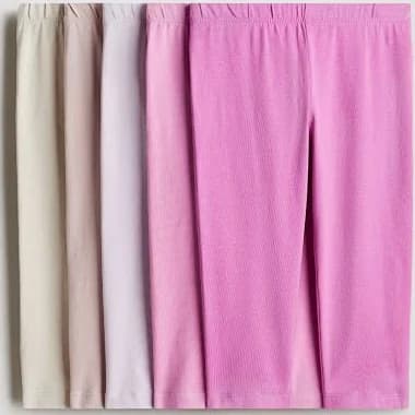 H&M Girls 5-Pack Cotton Capri Leggings