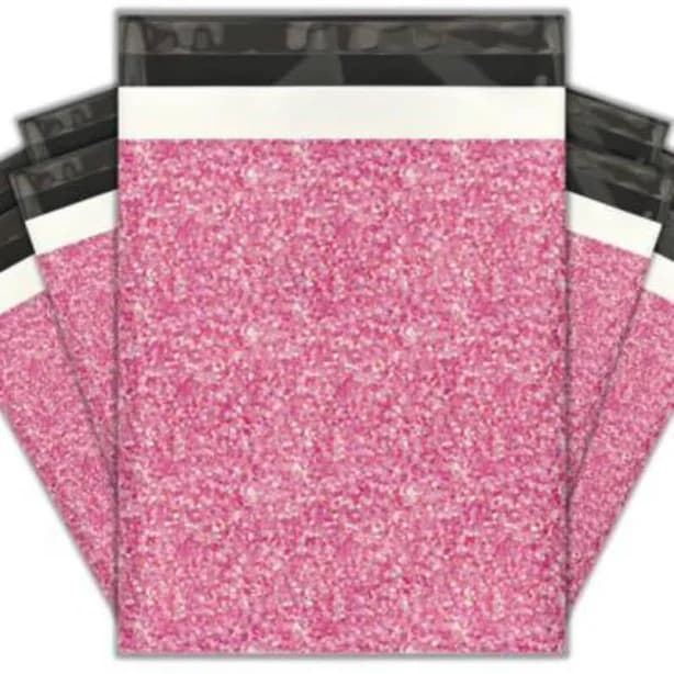 Designer Poly Mailers with Pink Confetti
