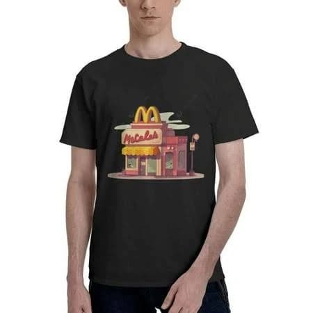 LWJKI Mcdonald's Logo Men'S Basic Short Sleeve T-Shirt Fashionable Black Xx-Large, Adult Unisex, Size: 2XL