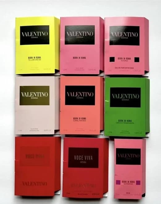 Valentino Donna Born In Roma Perfume Collection 9pc Sample Vials Spray