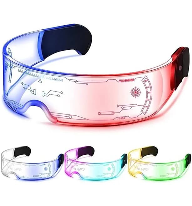 Cyberpunk Neon Glow Glasses Colorful LED Goggles Dance Party Props Luminous Light Up Glasses For