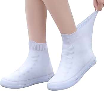 Rain Boots, Waterproof Silicone Shoe Covers, Reusable Rain Shoe Covers for Men & Women (White) (White Mid Calf Size 37‑39) - Amazon.com