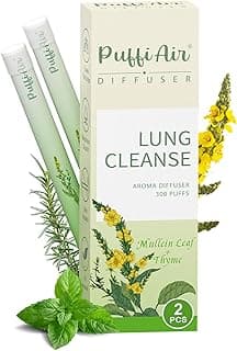 PUFFIAIR Herbal Diffuser Pen with Extracts of Mullein, Thyme and Mint for Lung Cleansing, Breathing Improvement, Oral Air Freshening and Quitting Bad Habit - 300 Uses (Green 2 Packs)