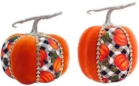 39-20110 Fall Plaid Pumpkins, 2 Assorted, 6-7 Inches