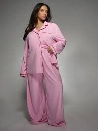 MISSGUIDED PLUS Soft Cozy Plus Size Lounge Pajama Set｜MISSGUIDED