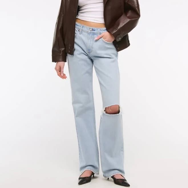 Women's abercrombie & fitch Low Rise Baggy Jean in Light