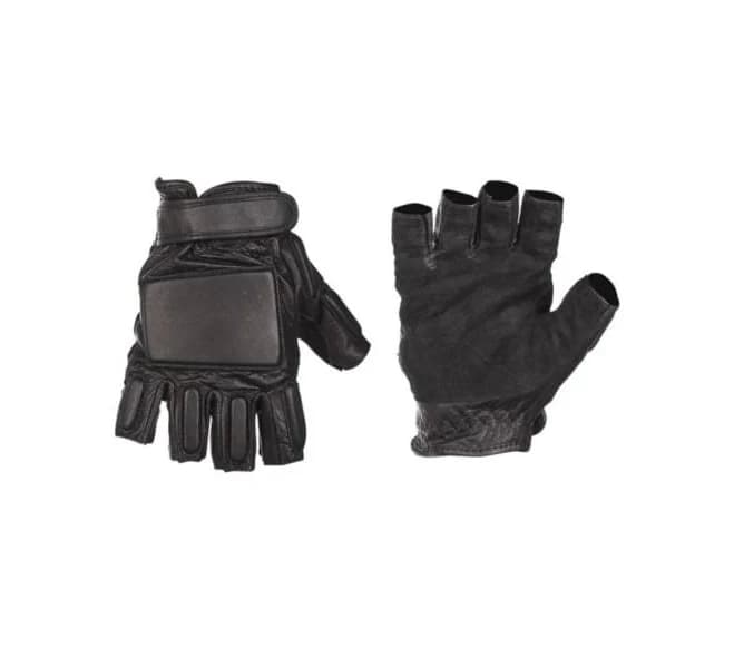 Mil-Tec Men's Leather Security Fingerless Gloves