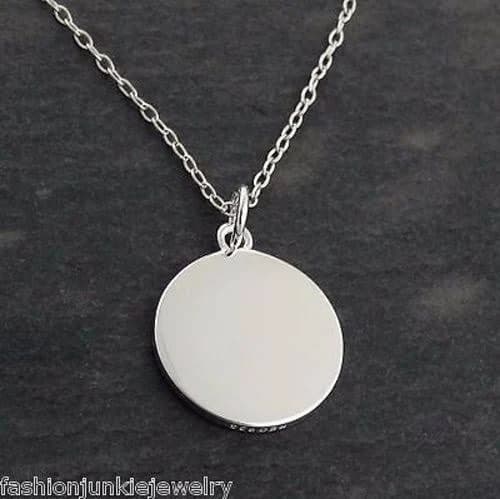 925 Sterling Silver Engravable Round Pendant Necklace