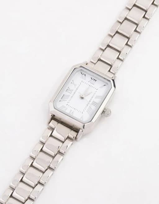 Lovisa Roman Numeral Rectangle Silver Watch