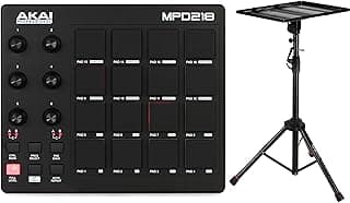 Akai Professional MPD218 16-Pad MIDI Pad Controller and Tripod Laptop Stand