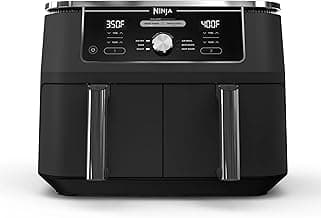 DZ401 Foodi 10 Quart 6-in-1 DualZone XL 2-Basket Air Fryer with 2 Independent Frying Baskets, Match Cook & Smart Finish to Roast, Broil, Dehydrate for Quick, Easy Family-Sized Meals, Grey