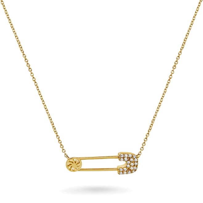 14K White Gold Safety Pin Necklace