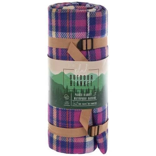 Purple Plaid Outdoor Blanket