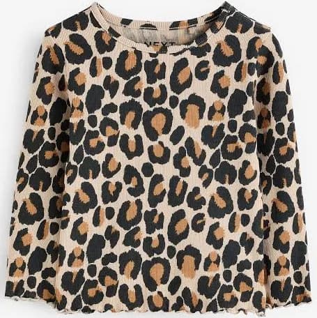 Next Animal Leopard Print Long Sleeve Rib T-Shirt