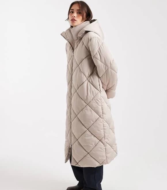 Miss Selfridge Quilted Hooded Maxi Puffer Coat