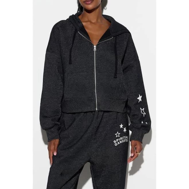 Spiritual Gangster Women's Luna Shimmer Cotton Blend Hoodie