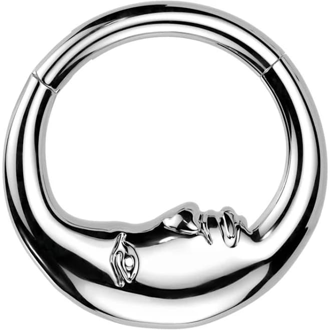 Urban Body Jewelry Moon Face Crescent Stainless Steel Hinged Segment Ring