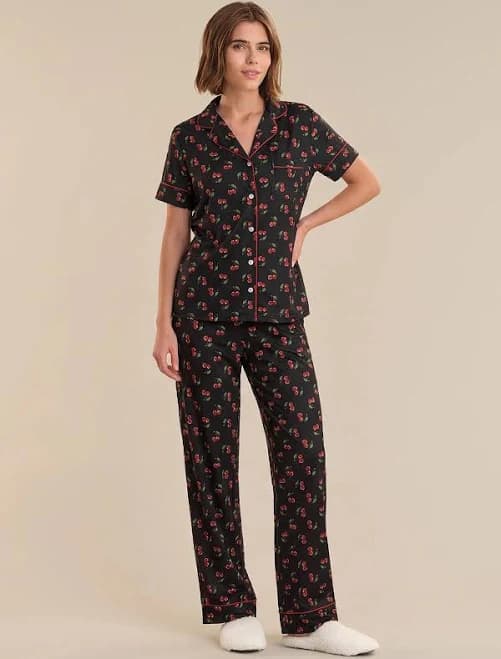 89th & Madison Cherry Print Short Sleeve Pajamas Set