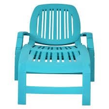 Clihome Patio Lounge Chair Turquoise PP Plastic Frame Stationary Chaise Lounge Chair with Solid Seat in the Patio Chairs department at Lowes.com