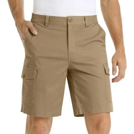 Ylsdy Men's Flat Front Cargo Shorts Knee Length Bermuda Shorts with Pockets Straight Fit Plain Beach Shorts Relaxed Fit Stretch Twill Shorts Navy