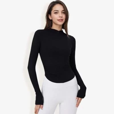 Anna-Kaci Women's Fitted Long Sleeve Athletic Top with Thumbhole Cuff