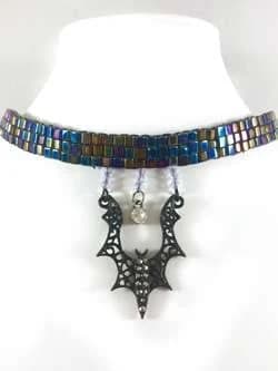Bat Crystal Pendant Choker Necklace
