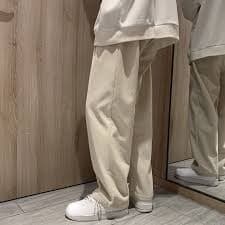 Men Corduroy Pants Trousers Straight Leg Elastic Waist Loose Casual Student Chic | eBay