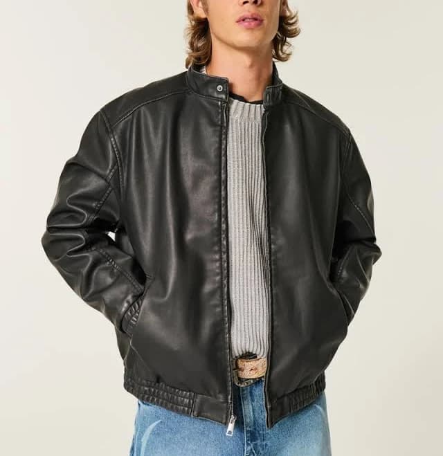 Hollister Men's Faux Leather Moto Jacket