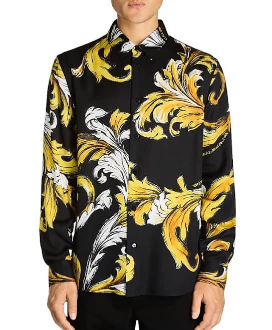Versace Jeans Couture Men's Barocco Print Regular Fit Twill Shirt