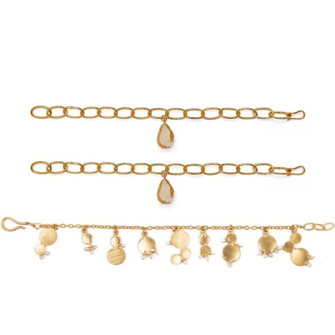 Pearl & Gold Charm Bracelet Stack (Set of 3)