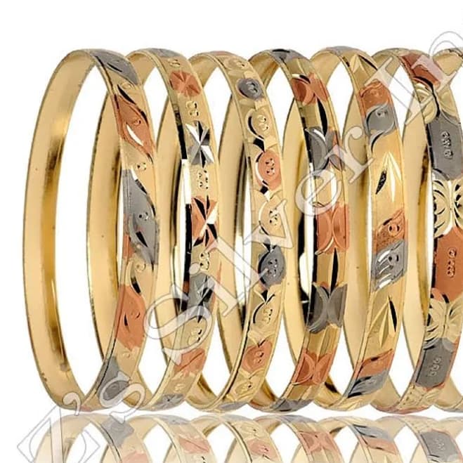 14K Gold Bangle Set of 3