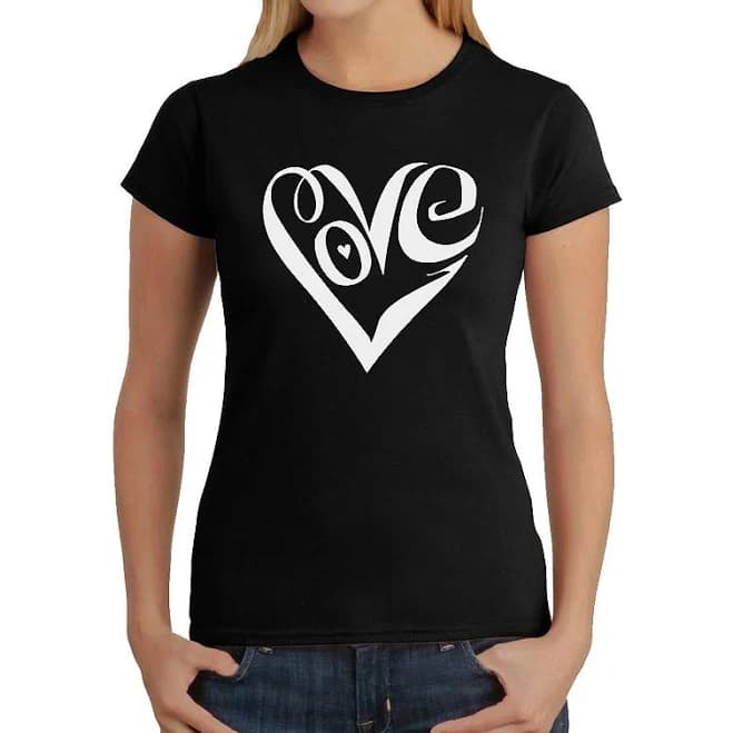LA Pop Art Script Heart Women's Word Art T-Shirt