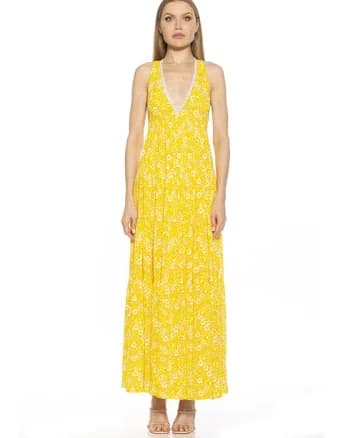Alexia Admor Tezzi V-Neck Tiered Maxi Dress