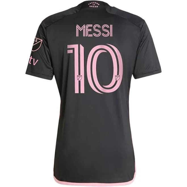 adidas Inter Miami Lionel Messi Royal Caribbean Away Jersey w/ MLS + Apple TV Patches 23/24 (Black/Bliss Pink) Size XL