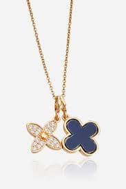 Midnight Clover Duo Necklace | PVD 18K Gold Plated | GLISTIA
