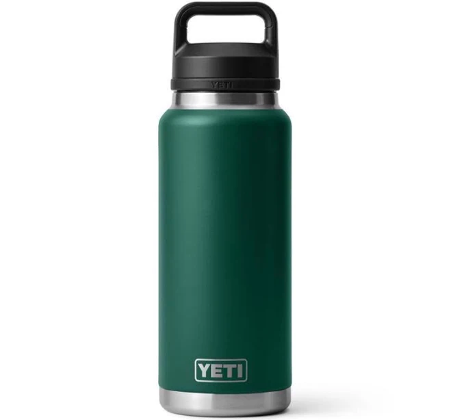 Yeti Rambler 36oz Bottle with Chug Cap in Black Forest Green