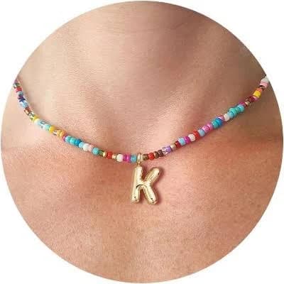 Beaded Initial Choker Necklace