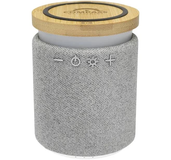 20 Bluetooth Speaker with Integrated Wireless Charger Gray | Promotional Items with Custom Logo