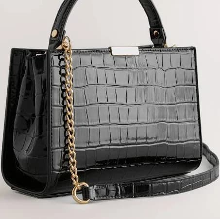 Women's Croc Effect Top Handle Bag