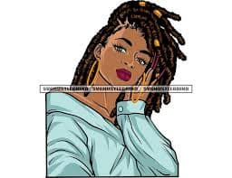 Black Woman Sister Locs Dreads Gold Loc Band Blue Blouse Hand Head Long Nails Brown Eyes Graphic SVG Vector Cutting Files PNG JPG Silhouette - Etsy Ireland