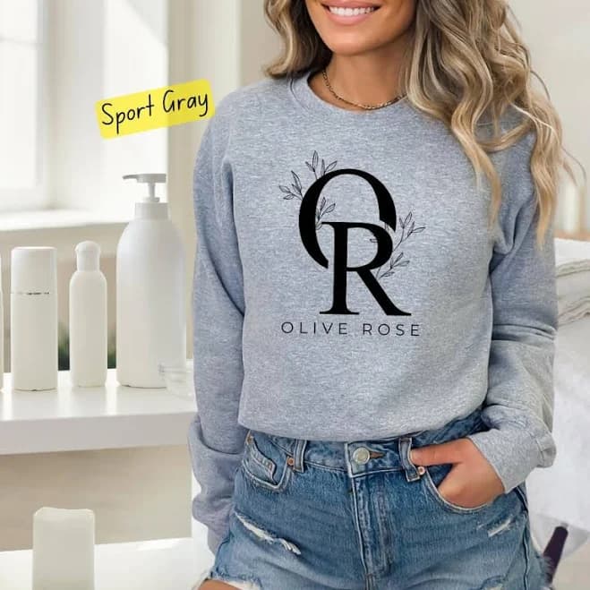 Waterless Beauty,Crewneck,Olive Tree People,Oliveda Apparel,Skincare Merch,Olive Rose,Cozy Sweatshirts,Valentines Gift,Team Apparel,OTP