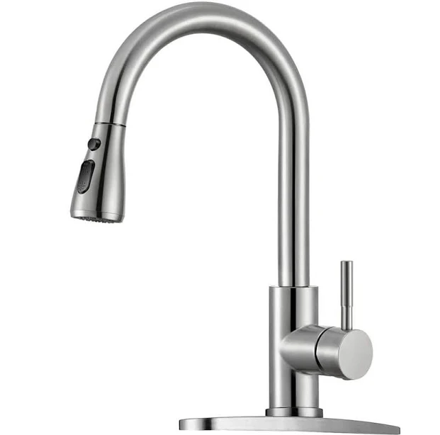 ruiling Modern 3 Spray Mode Single-Handle Pull-Down Sprayer Kitchen Faucet with Lead-free in Stainless Steel