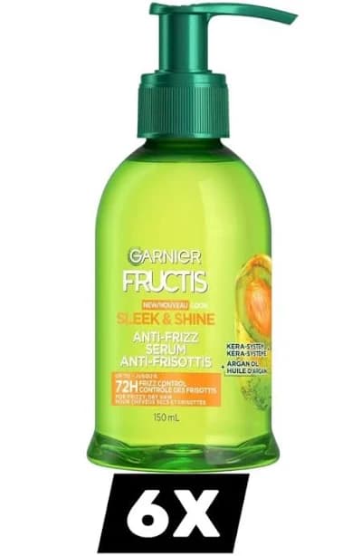 6 PACK Garnier Fructis Sleek & Shine Anti-Frizz Serum 5.1 FL OZ