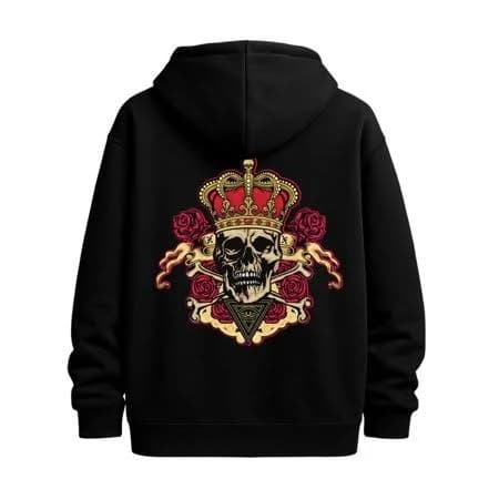 SOMIMOSA Royal Skull Graphic Hoodies Skeleton for Men Machine Washable Black Casual Outdoor Jogging & Fitness Training Pullover, Regular Fit, Hooded
