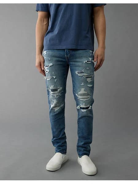 AE Men's AirFlex+ Patched Skinny Jeans